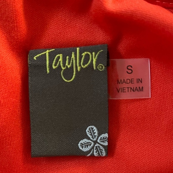 NWT Taylor Sleeveless Shoulder Tie Orange Swirl Design MIDI Dress Size Small - Picture 6 of 12